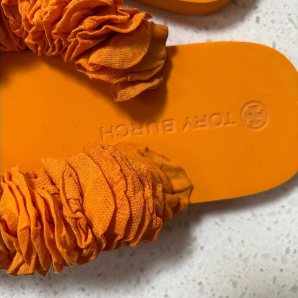 Tory Burch Orange Fringe Slide Sandals